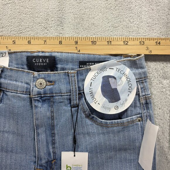 Curve Appeal Jeans Womens 4 High Rise Essential Skinny Pinstripe Denim Pants - Picture 8 of 11